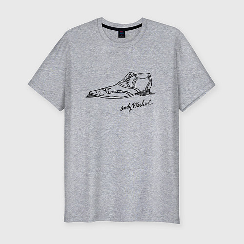 Мужская slim-футболка Andy Warhol - signature / Меланж – фото 1