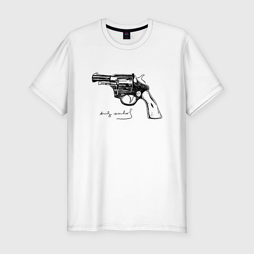 Мужская slim-футболка Andy Warhol revolver sketch / Белый – фото 1