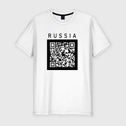 Мужская slim-футболка QR-КОД RUSSIAN ПРИКОЛ