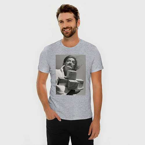 Мужская slim-футболка Salvador Dali & cross / Меланж – фото 3