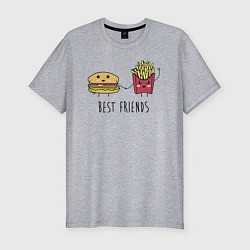 Мужская slim-футболка Hamburger and fries are best friends
