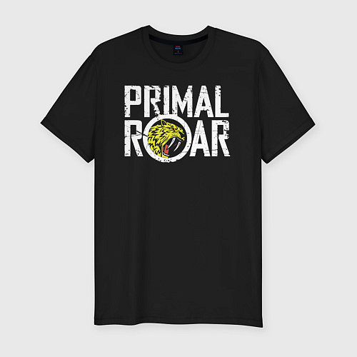 Мужская slim-футболка PRIMAL ROAR logo / Черный – фото 1