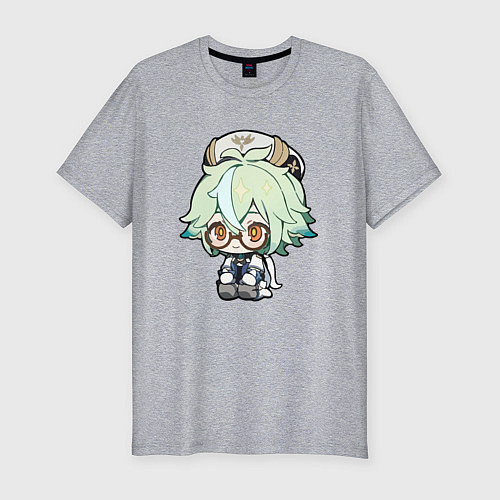 Мужская slim-футболка Сяо Genshin Impact 07 / Меланж – фото 1