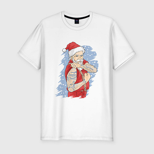 Мужская slim-футболка САНТА С ТАТУ 2022 / Белый – фото 1