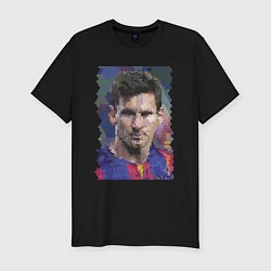 Мужская slim-футболка Lionel Messi - striker, Barcelona