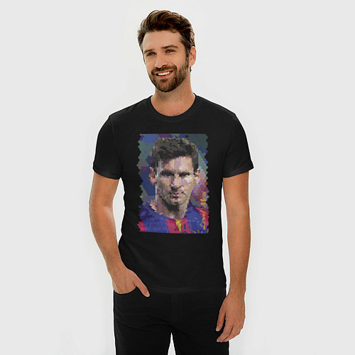Мужская slim-футболка Lionel Messi - striker, Barcelona / Черный – фото 3