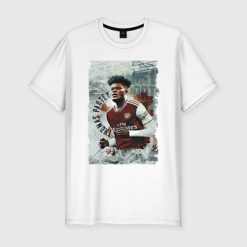 Мужская slim-футболка Thomas Partey - Arsenal, England / Белый – фото 1