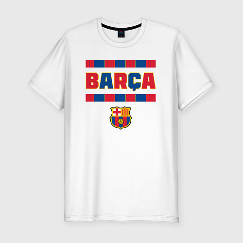 Мужская slim-футболка Barcelona FC ФК Барселона / Белый – фото 1