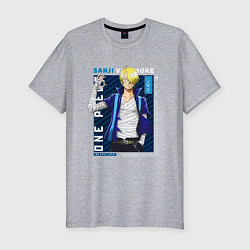 Футболка slim-fit Ван-Пис One Piece, Санджи Sanji, цвет: меланж