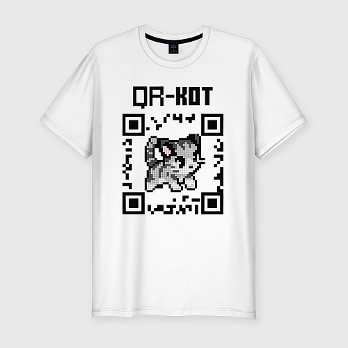 Мужская slim-футболка QR код QR кот / Белый – фото 1