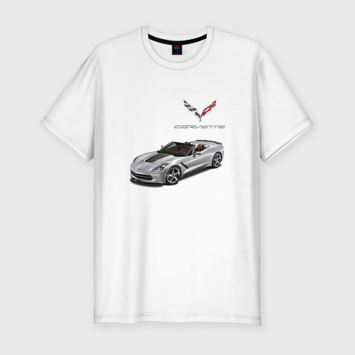 Мужская slim-футболка Chevrolet Corvette - Racing team / Белый – фото 1
