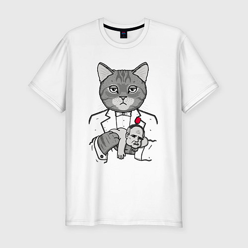 Мужская slim-футболка Крестный Котец / Белый – фото 1
