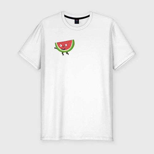 Мужская slim-футболка Милый арбузик / Белый – фото 1