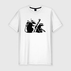 Футболка slim-fit Мыши с гранатометом Banksy, цвет: белый