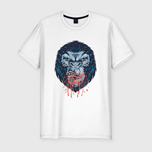 Мужская slim-футболка Голова буйной гориллы / Белый – фото 1
