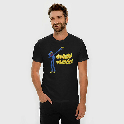 Мужская slim-футболка Хаги ваги Huggy Wuggy Poppy Playtime / Черный – фото 3