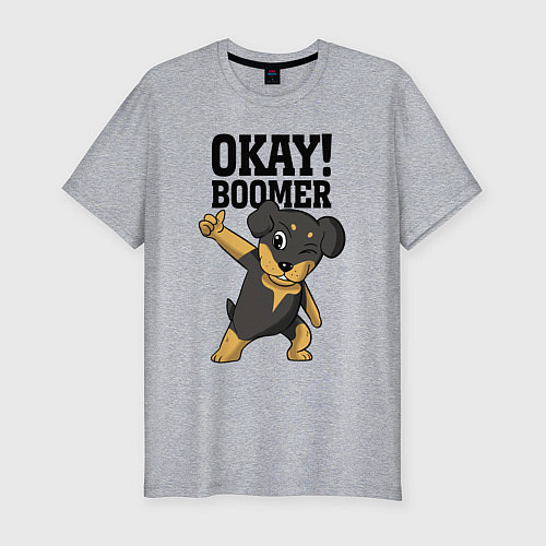 Мужская slim-футболка Okay boomer! / Меланж – фото 1