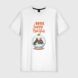 Мужская slim-футболка 2022 новый год со стеклянным шаром