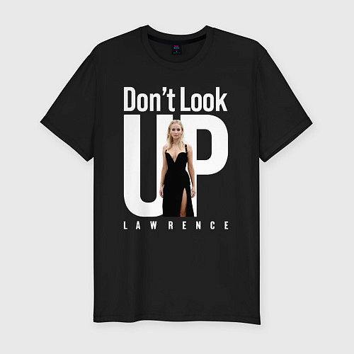 Мужская slim-футболка Dont look up: Jennifer Lawrence / Черный – фото 1