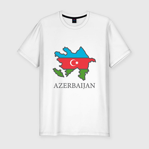 Мужская slim-футболка Map Azerbaijan / Белый – фото 1