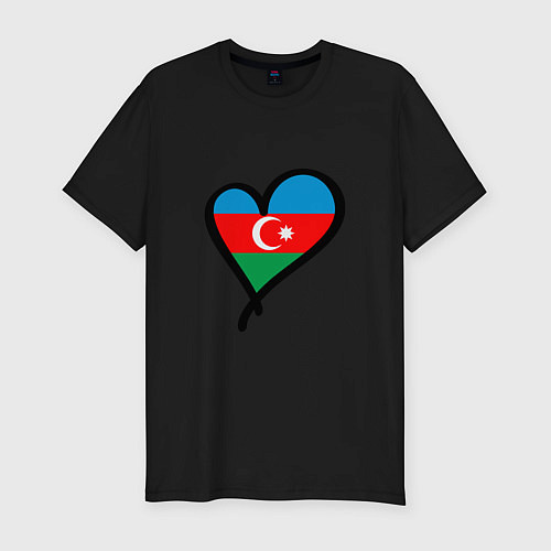 Мужская slim-футболка Azerbaijan Heart / Черный – фото 1