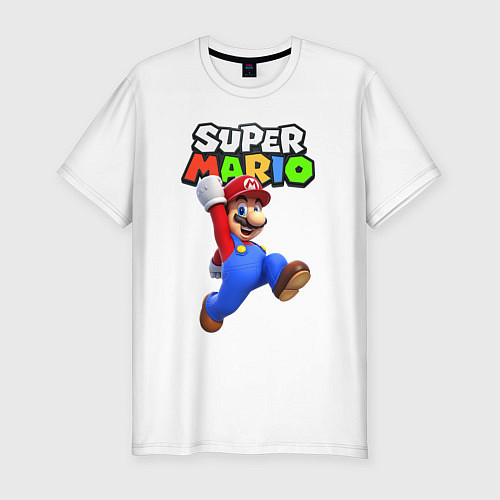 Мужская slim-футболка Nintendo Mario / Белый – фото 1