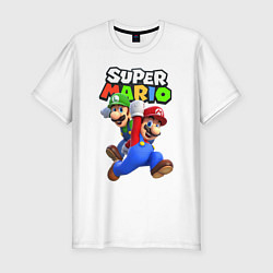 Мужская slim-футболка Луиджи и Марио