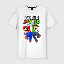 Мужская slim-футболка Мариo и Луиджи