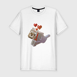 Мужская slim-футболка Майнкрафт - милая собачка