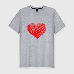 Мужская slim-футболка Сердца для любви день святого валентина