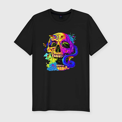 Мужская slim-футболка Art skull! / Черный – фото 1