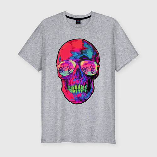 Мужская slim-футболка Skull & bicycle / Меланж – фото 1