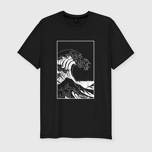 Мужская slim-футболка Japan waves Японская волна / Черный – фото 1