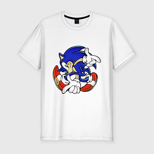 Мужская slim-футболка Blue Hedgehog / Белый – фото 1