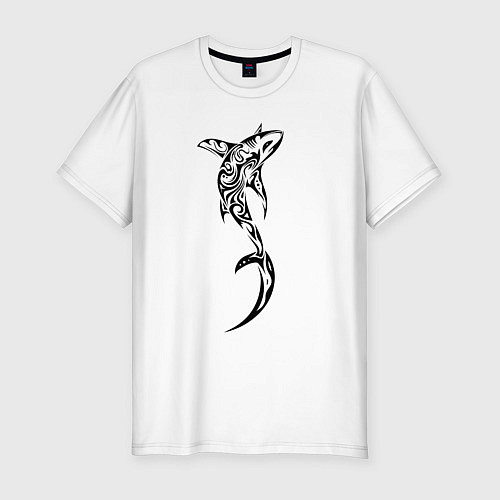 Мужская slim-футболка Акула-лисица, татуировка / Белый – фото 1
