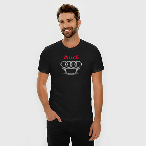 Мужская slim-футболка Audi костет / Черный – фото 3