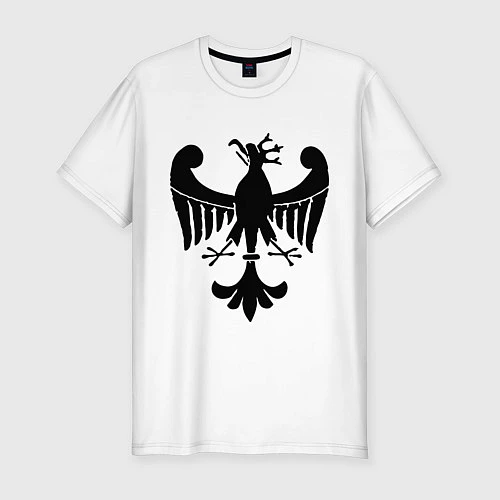Мужская slim-футболка Средневековый рисунок орла / Белый – фото 1