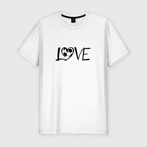 Мужская slim-футболка День святого Валентина футбольная любовь / Белый – фото 1