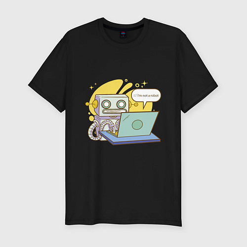 Мужская slim-футболка Я не робот Програмерский мем / Черный – фото 1
