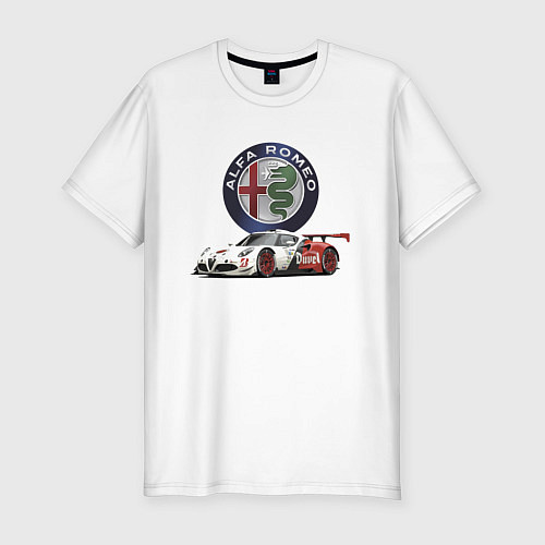 Мужская slim-футболка Alfa Romeo - motorsport / Белый – фото 1