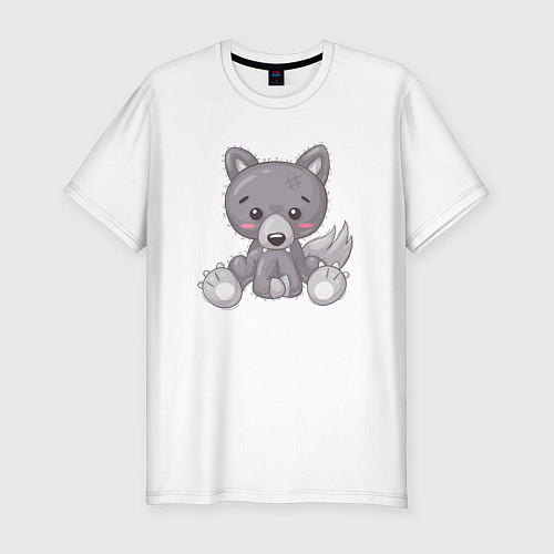Мужская slim-футболка Маленький волк / Белый – фото 1