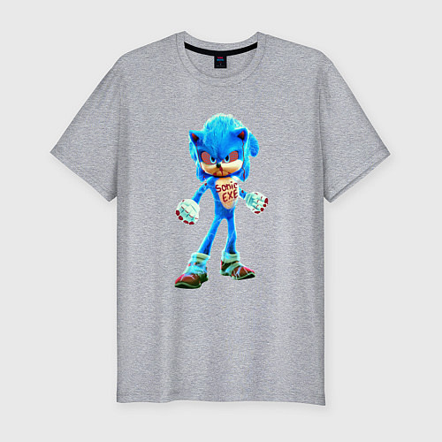 Мужская slim-футболка Соник EXE / Меланж – фото 1