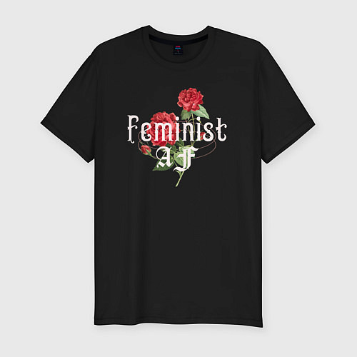 Мужская slim-футболка Feminist AF / Черный – фото 1