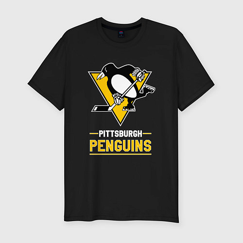 Мужская slim-футболка Питтсбург Пингвинз , Pittsburgh Penguins / Черный – фото 1