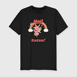 Мужская slim-футболка Hail Satan