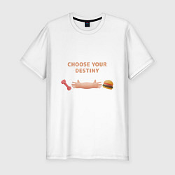 Мужская slim-футболка Бургер или Фитнес