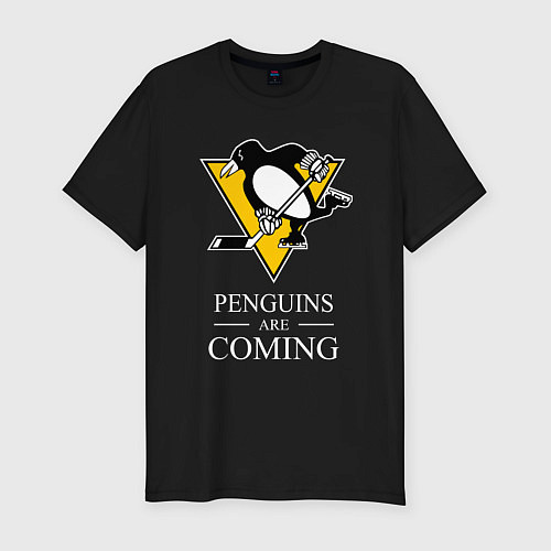 Мужская slim-футболка Penguins are coming, Pittsburgh Penguins, Питтсбур / Черный – фото 1