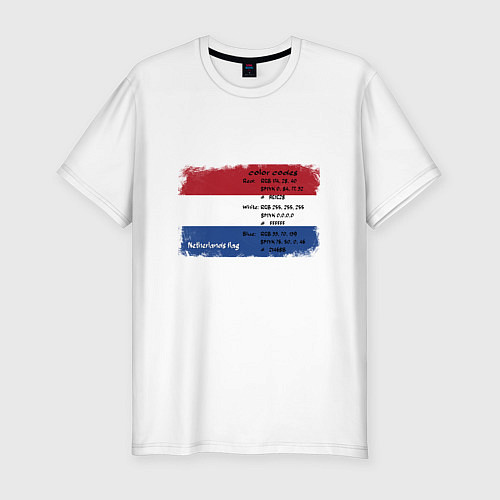 Мужская slim-футболка Для дизайнера Флаг Нидерландов / Белый – фото 1