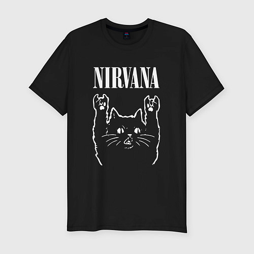 Мужская slim-футболка Nirvana Rock Cat, НИРВАНА / Черный – фото 1