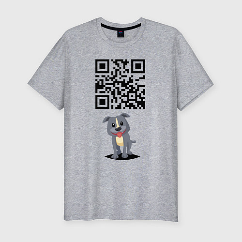 Мужская slim-футболка Пожрать есть чё? QR-code! / Меланж – фото 1